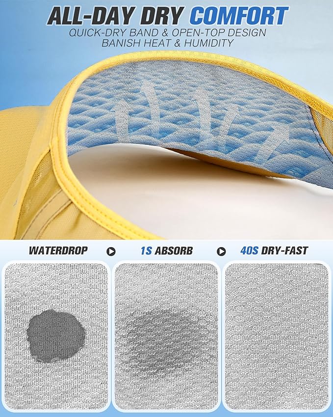 GXCROR Sports Sun Visor Hat Men Women, Lightweight Breathable Quick Dry Sports Sun Hat for Running Golf Tennis