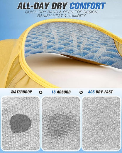 GXCROR Sports Sun Visor Hat Men Women, Lightweight Breathable Quick Dry Sports Sun Hat for Running Golf Tennis