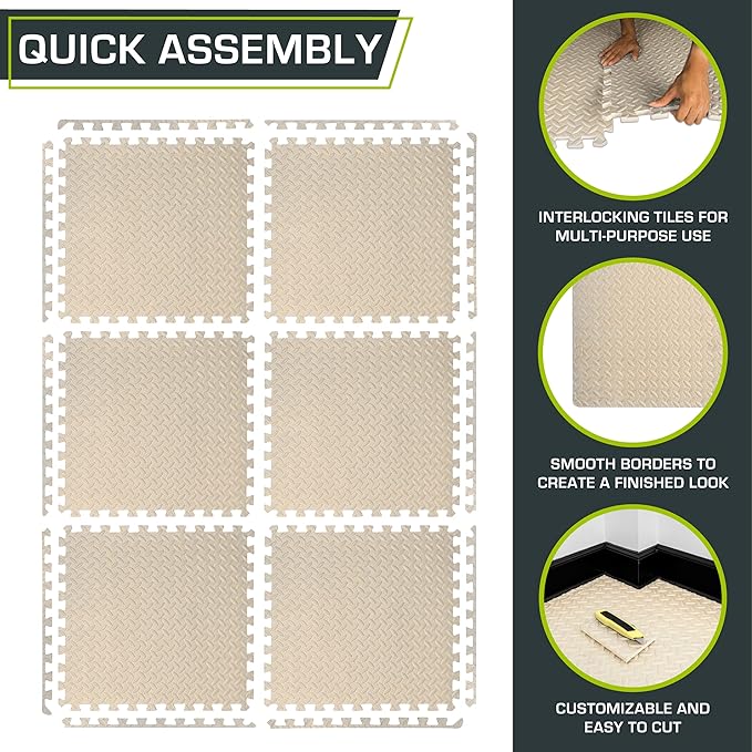 ProsourceFit Puzzle Exercise Mat ½ in 24 in 24 in 144 Sq 36 Tiles