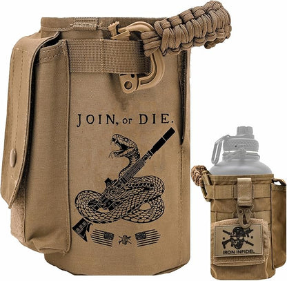 Iron InfideI Battle Bottle Sleeve - 64 oz and 32 oz Water Bottle Sleeve Only for Half Gallon 1L Steel Water Bottle | Rugged Cover with Molle for Versatile Design with Storage for Phone, Wallet & Keys