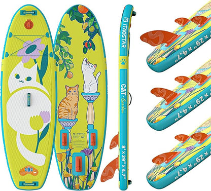 Joy 8'×29"/11'×35" Inflatable Paddle Board for Kids, One-Stop Premium SUP Accessories, Stand Up Paddle Board for More Balance, Tailored Fins for More Fun