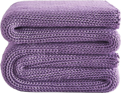 L'AGRATY Knitted Weighted Blanket - 60"x80" 15lbs Cooling Chunky Knit Heavy Blanket for Adults Braided Crochet Throw Thick Cable Yarn Knit Decorative No Beads Evenly Weighted Machine Washable