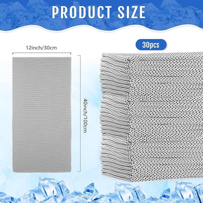 Hosuly 30 Pack Cooling Towels, 40"x12" Ice Breathable Soft Chilly Sweat Rag Microfiber Workout Rags for Gym Cooling Towels for Neck and Face for Yoga Golf Sport Running