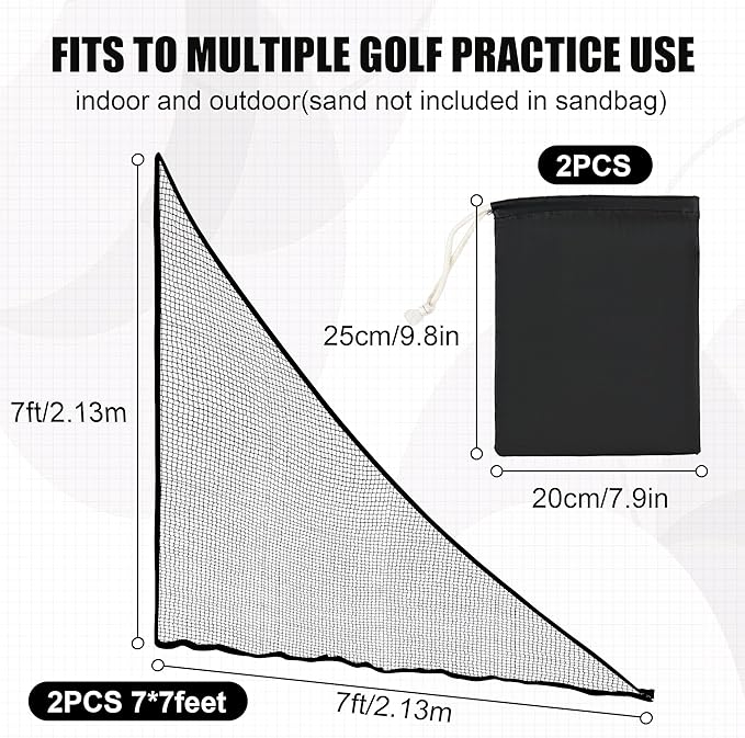 1/2PCS Golf Shank Net Attachment for Golf Hitting Nets with Sandbag, 7 * 7FT/7 * 10FT Golf Barrier Side Net,Golf Practice Hitting Net Barrier Net for Golf, Baseball, Hockey, Soccer (Black/Red