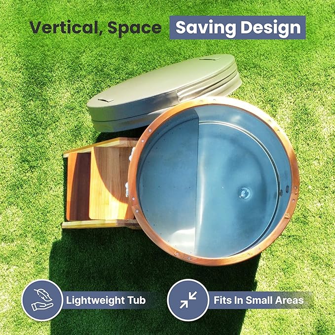 Ice Bath Tub | Cold-Plunge Therapy | Cold Plunge Tub | Up-Right Ice Bath | 118 Gallon Water Capacity | Steps & Cover Included | 37.5” x 33.25”