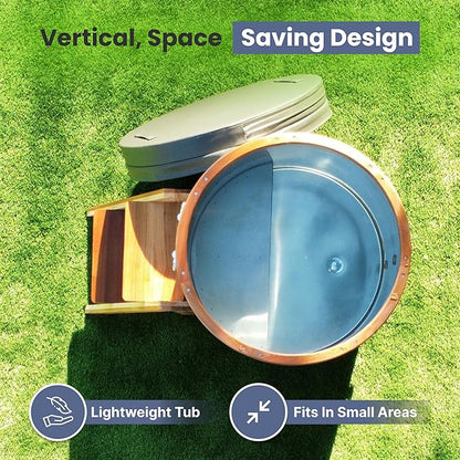 Ice Bath Tub | Cold-Plunge Therapy | Cold Plunge Tub | Up-Right Ice Bath | 118 Gallon Water Capacity | Steps & Cover Included | 37.5” x 33.25”