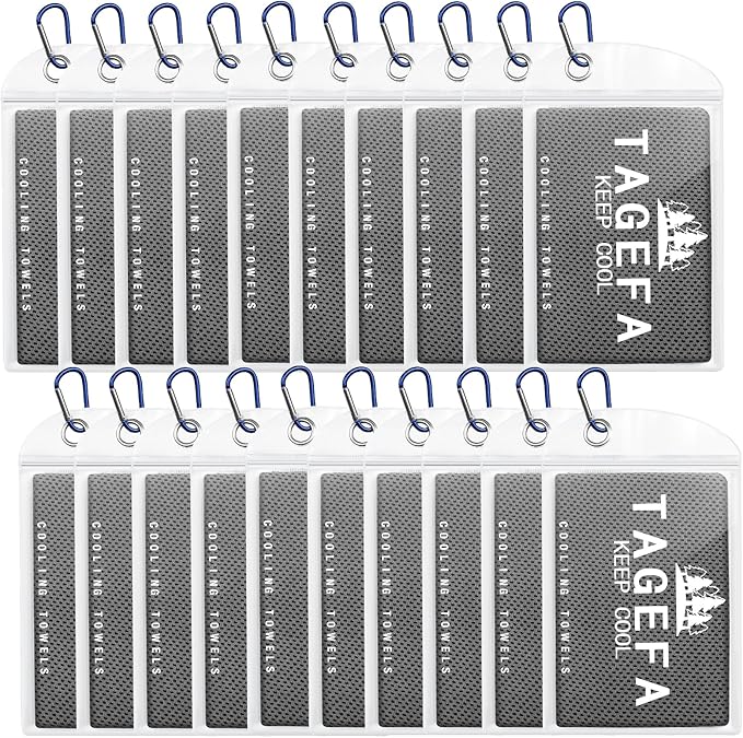 Cooling Towels 20 Pack, 40"x 12" Cooling Rags Neck Wraps for Sports with Carrying Pouch, Gym Cooling Neck Towels for Hor Weather, Sweat, Fitness, Travel