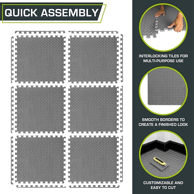 ProsourceFit Puzzle Exercise Mat ½ in 24 in 24 in 144 Sq 36 Tiles
