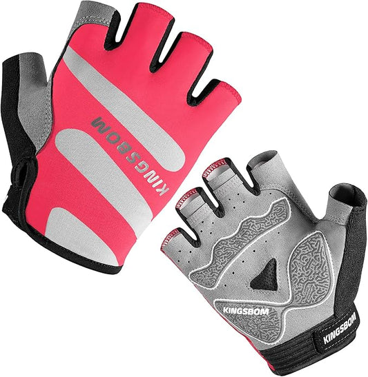 KINGSBOM Breathable Cycling Gloves, Shock-Absorbing Bike Gloves with Light Silicone Gel Pad, Anti-Slip Bicycle Gloves for Men and Women