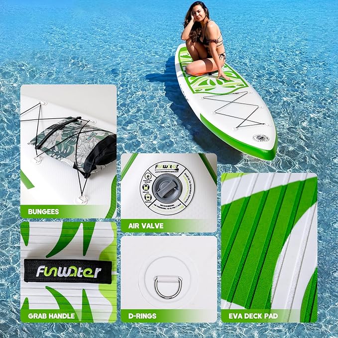 FunWater Inflatable Ultra-Light Stand Up Paddle Board for All Skill Levels with Premium SUP Paddleboard Accessories,Non-Slip Comfort Deck for Youth & Adults