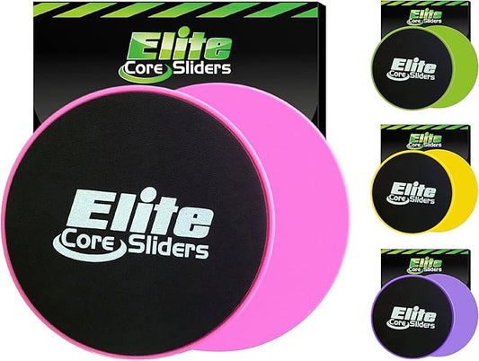 Elite Sportz Core Sliders for Working Out - Pack of 2 Compact, Dual Sided Gliding Discs for Full Body Workout on Carpet or Hardwood Floor - Fitness & Home Exercise Equipment - Small Gift for Athletes