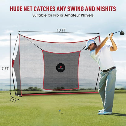 Golf Practice Net - Heavy Duty Driving Range Net with High Impact Chipping Target, Include Carry Bag and Golf Balls for Indoor Outdoor