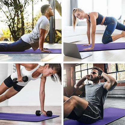 MICRODRY Deluxe Fitness Exercise Yoga Mat for Home & Gym, Extra Thick for High Impact Training, Multi Layered Skid Resistant Surface, Odor Neutralizing with Carrying Strap