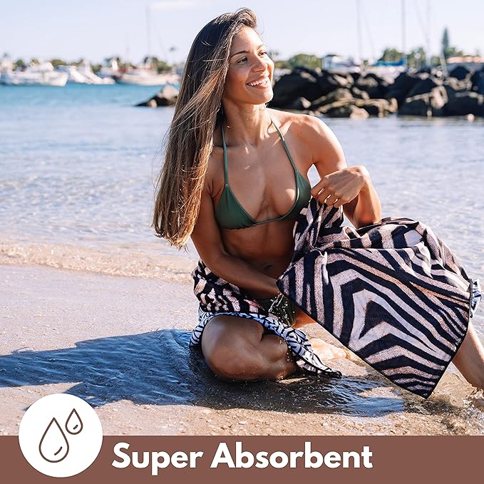 ECCOSOPHY Microfiber Beach Towel - Sand Free Towels are Quick Dry, Light Weight, Super Absorbent - Perfect Pool, Travel, Cruise, Camping Essentials - Oversized Extra Large for Adults 71x35 in