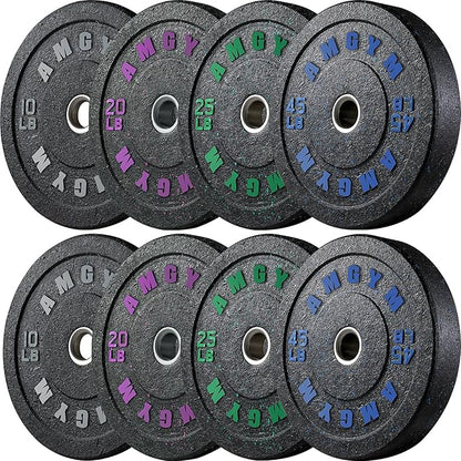 2 Inch Bumper Plates，10-500lbs，Barbell Rubber Olympic Weight Plates Set for Home Gym, Strength Training & Weight Lifting, Multiple Options Colors