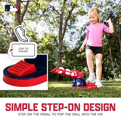 Franklin Sports Kids Baseball Pitching Machine - Pop A Pitch Batting Machine with Youth Bat + 3 Plastic Balls - Boys + Girls Toy