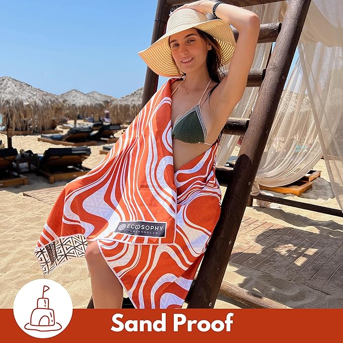 ECCOSOPHY Microfiber Beach Towel - Sand Free Towels are Quick Dry, Light Weight, Super Absorbent - Perfect Pool, Travel, Cruise, Camping Essentials - Oversized Extra Large for Adults 71x35 in