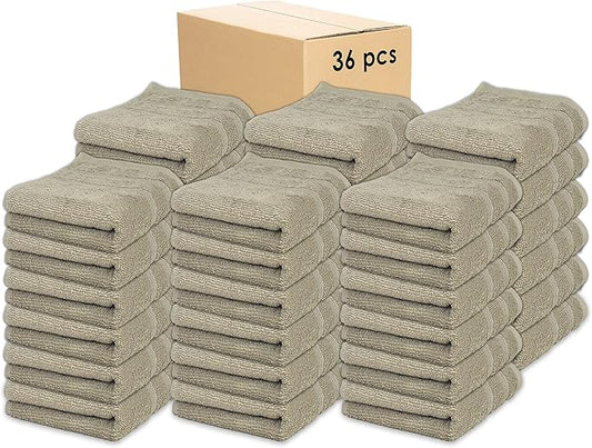 Kaufman - Premium Hand Towels Set for Bathroom, Spa, Gym, and Face Towel 100% Cotton Ring Spun, Ultra Soft Feel and Highly Absorbent Towels (Linen, 36-PK)