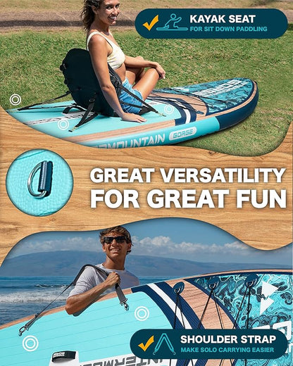 11'x34 Ultra Wide Paddleboard, Inflatable SUP&430lb Capacity for All Skill, Stand-up Paddle Board for Yoga/Family, EVA Deck, US Fin, High-Pressure Pump, 100L Bag, Safety Leash