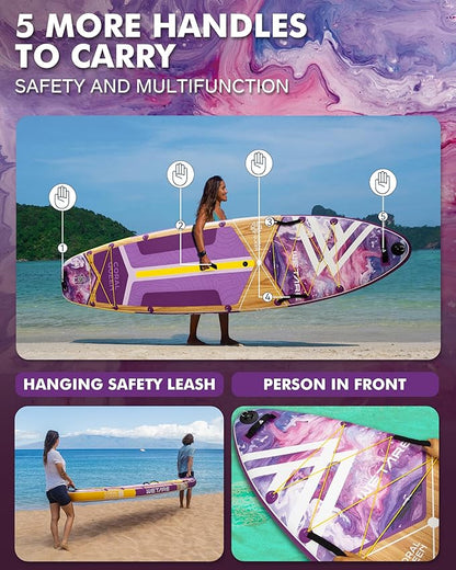 11'6"x35" Inflatable Paddle Board, 450lbs Extra Wide Stand Up Sup Board for Adults, Blow Up Paddleboard Kayak Non-Slip Stable Deck Boat for Yoga Fishing Surf