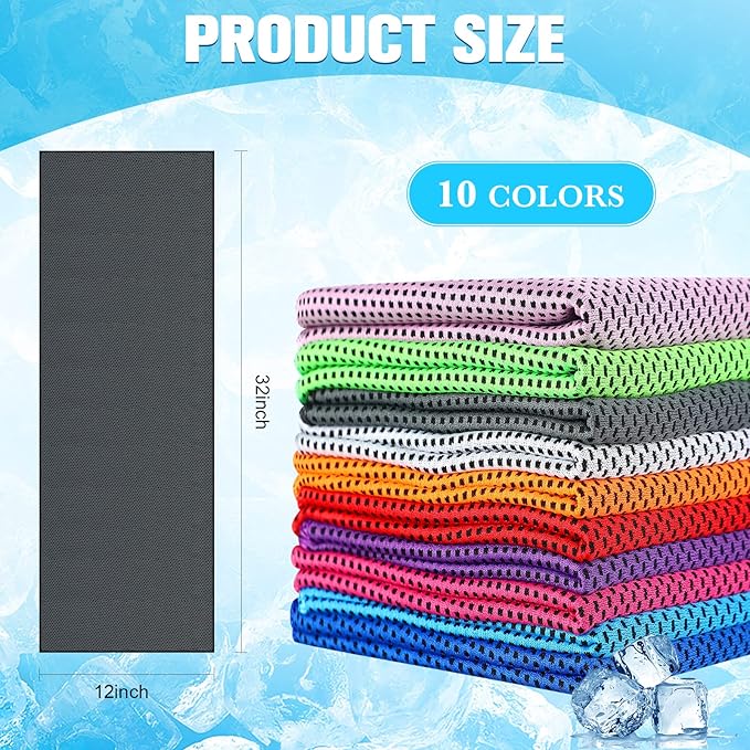 Maitys 500 Pack Cooling Towels for Neck and Face Bulk, 32 x 12 Inch Microfiber Ice Chilly Cold Sports Towel Breathable Workout Rags for Hot Weather Gym Yoga Golf Beach Running