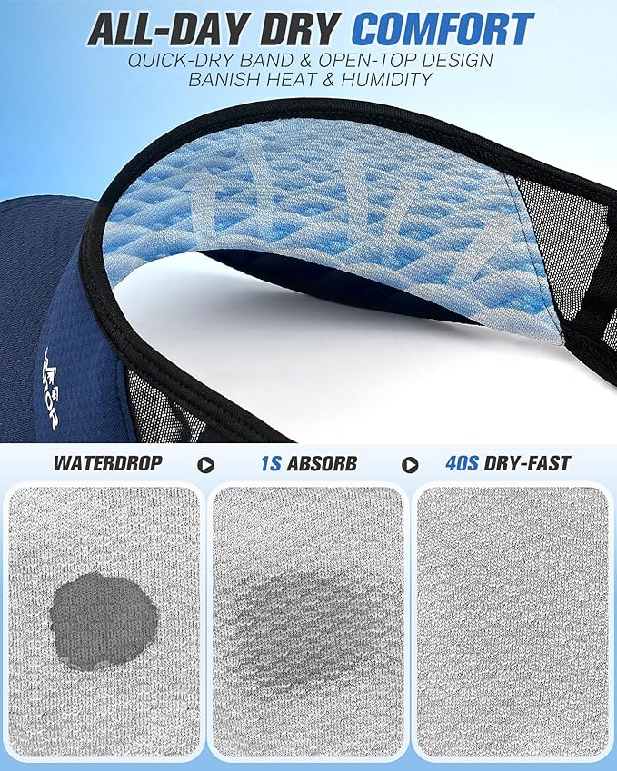 GXCROR Sports Sun Visor Hat Men Women, Lightweight Breathable Quick Dry Sports Sun Hat for Running Golf Tennis