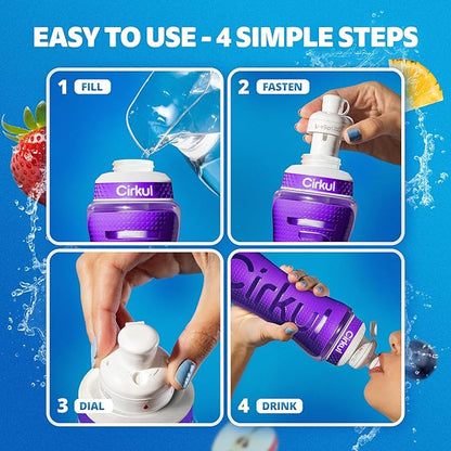 Cirkul 22oz. Purple Plastic Grip Squeeze Water Bottle & Sport Lid, BPA-Free, Non-Slip Design for Gym, Biking & Sports