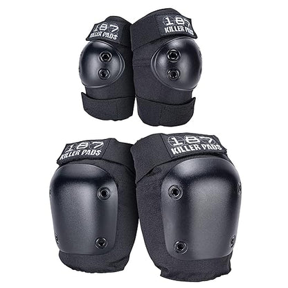 187 Killer Pads Knee Pads, Elbow Pads Combo Pack, Black, Large/X-Large