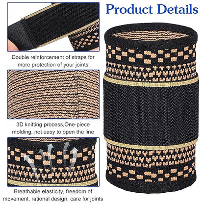 1 Pair Copper Wrist Compression Brace, Elastic Wrist Support Sleeve Sports Hand Wristlet Wrap for Women Men Gym Fitness, Workout, Typing, Weightlifting, Yoga(Large)