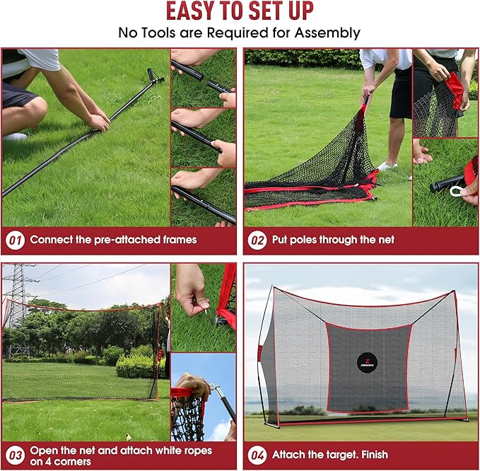 Golf Practice Net - Heavy Duty Driving Range Net with High Impact Chipping Target, Include Carry Bag and Golf Balls for Indoor Outdoor