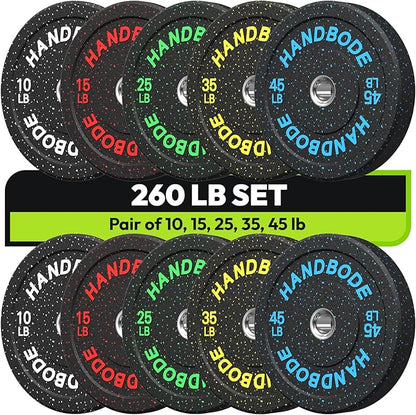 2-Inch Bumper Plates High Bounce, Olympic Weight Plate Set 45/100/160/190/260/300lb, Barbell Weight Plates Set for Home Gym, Colored Weights Rubber Strength Training Plate for Weight Lifting