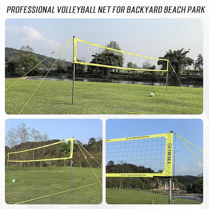 2025 Outdoor Professional Volleyball Net Set for Backyard Beach with Tetoron Net, Adjustable 2" Aluminum Poles, PU Volleyball,Carry Bag - Easy Setup & Anti-Sagg with 2 Tension Adjusters