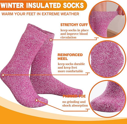 3 Pairs Warm Thermal Socks for Women & Men Winter Ski Thick Boot Insulated Socks for Cold Weather