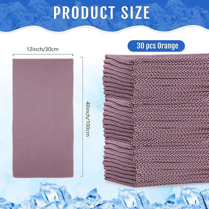Hosuly 30 Pack Cooling Towels, 40"x12" Ice Breathable Soft Chilly Sweat Rag Microfiber Workout Rags for Gym Cooling Towels for Neck and Face for Yoga Golf Sport Running