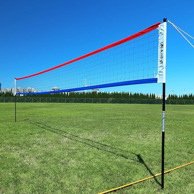 Heavy Duty Volleyball Net Outdoor with Steel Anti-Sag System, Adjustable Aluminum Poles, Professional Volleyball Nets Set for Backyard and Beach, Volleyball and Carrying Bag