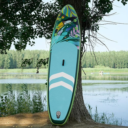 10'6"Inflatable Stand Up Paddle Board Ultra Portable-Lightweight & Stable|All-in-One Kit w/Aluminum Paddle, Dual-Action Pump & Backpack|Lakes & Oceans Ready for Family Recreation by Aquajourney
