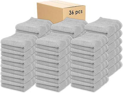 Kaufman - Premium Hand Towels Set for Bathroom, Spa, Gym, and Face Towel 100% Cotton Ring Spun, Ultra Soft Feel and Highly Absorbent Towels (Light Gray, 36)