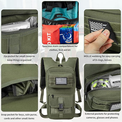 Hydration Backpack, Tactical Molle Water with 2L TPU Water Bladder, for Men Women Lightweight Water Backpack, Hydration Pack for Hiking, Biking, Climbing and Hunting