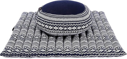 Leewadee Meditation Cushion Set – 1 Round Zafu Meditation Pillow and 1 Square Roll-Up Zabuton Meditation Mat, Pillows Bundle Filled with Kapok