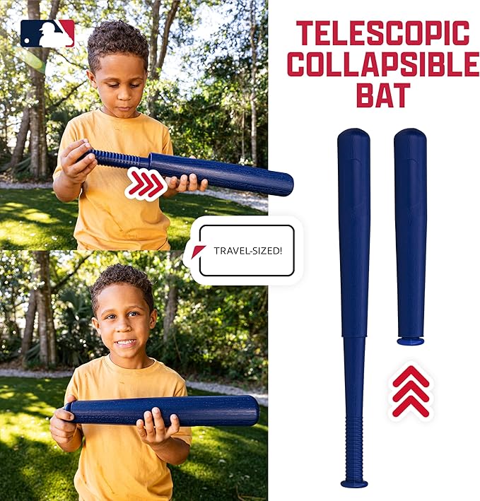 Franklin Sports Kids Baseball Pitching Machine - Pop A Pitch Batting Machine with Youth Bat + 3 Plastic Balls - Boys + Girls Toy