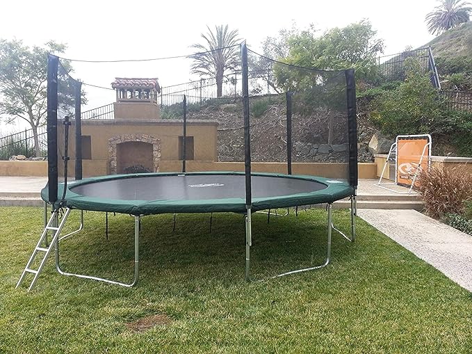 Happy Trampoline Round Trampolines 14 FT, 15 FT, 16 FT - ASTM Approved - Outdoor Gymnastic Trampolines for Adults and Kids with Net Enclosure