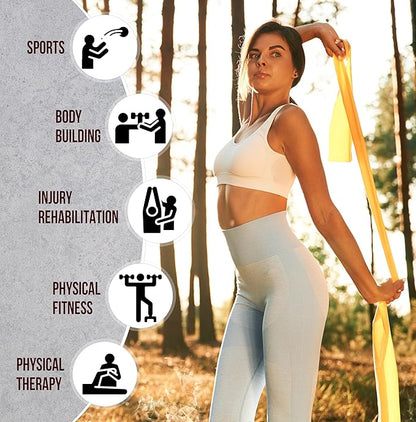 Exercise Resistance Bands for Working Out Set of 5 for Women and Men, Stretch Bands for Exercise, Physical Therapy, Arms Legs Workout, Stretching, Home Fitness