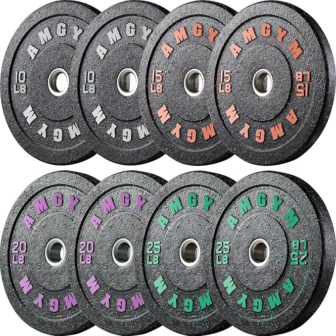 2 Inch Bumper Plates，10-500lbs，Barbell Rubber Olympic Weight Plates Set for Home Gym, Strength Training & Weight Lifting, Multiple Options Colors