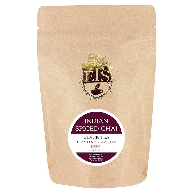 Indian Spiced Chai Tea Pouches - 4oz | Loose Leaf Black Tea with Traditional Indian Spices | Bold and Aromatic Chai Blend | Ceylon Tea Base | Enjoy Hot or with Milk | Smooth and Full Flavor