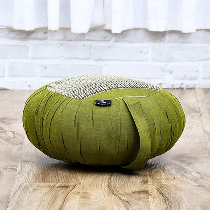 Leewadee Meditation Cushion Set – 1 Round Zafu Meditation Pillow and 1 Square Roll-Up Zabuton Meditation Mat, Pillows Bundle Filled with Kapok