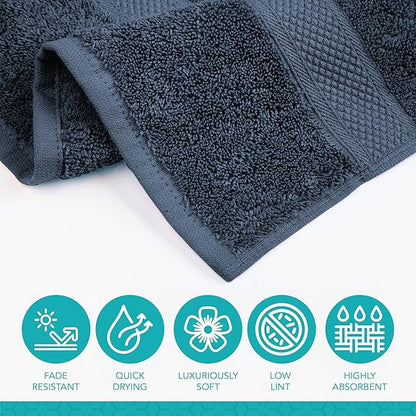 Pleasant Home Bath Towels Set of 6 (24” x 50”) 100% Cotton, 515 GSM | Lightweight, Soft & Absorbent Luxury Towels for Bathroom | for Gym, Pool & Spa | 6 Pack, Navy