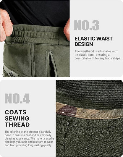 FREE SOLDIER Men's Outdoor Softshell Fleece Lined Cargo Pants Snow Ski Hiking Pants with Belt