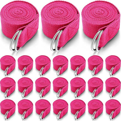 Leyndo 24 Pieces Yoga Strap Stretching Pilates Exercise Adjustable Straps 6 ft Non Elastic Yoga Belt with Adjustable D Ring Buckle for Pilates Gym Workouts Fitness