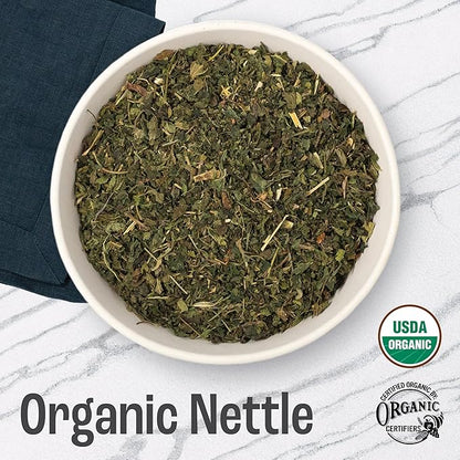 J MAC BOTANICALS Organic Nettle Leaf Herbal Tea (4 oz, 50+ Cups) Certified USDA Organic, Dried stinging nettle tea, 1 Pound Bulk Bag, Urtica dioica