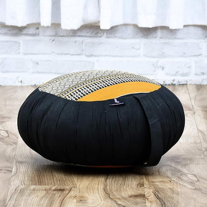 Leewadee Meditation Cushion Set – 1 Round Zafu Meditation Pillow and 1 Square Roll-Up Zabuton Meditation Mat, Pillows Bundle Filled with Kapok